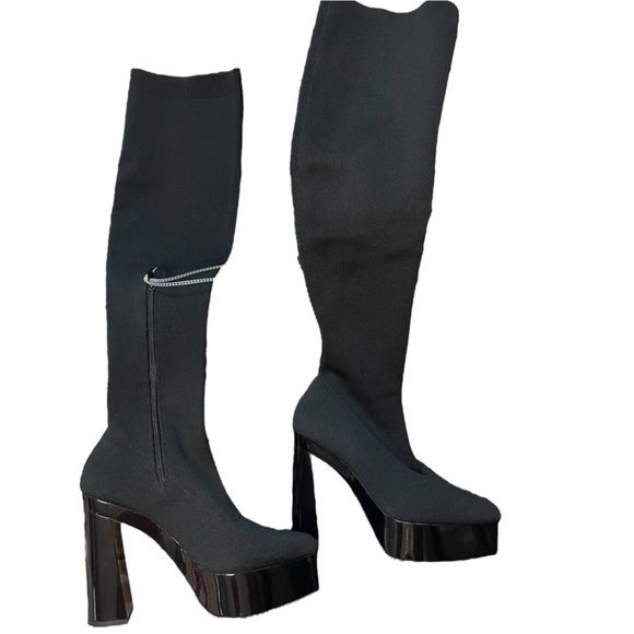 NEW Gianni Bini the Jarvis Stretch Knit Over-the-Knee Platform Black Boots NWT - Picture 7 of 10